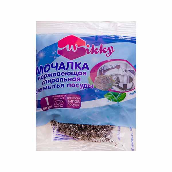 Мочалка нержавеющая спиральная "Wikky"15 гр 1шт/216