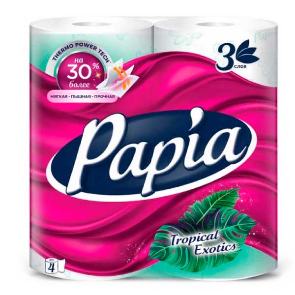Т/Бумага PAPIA Тропическая экзотика 3сл/4рул/14бл. в уп