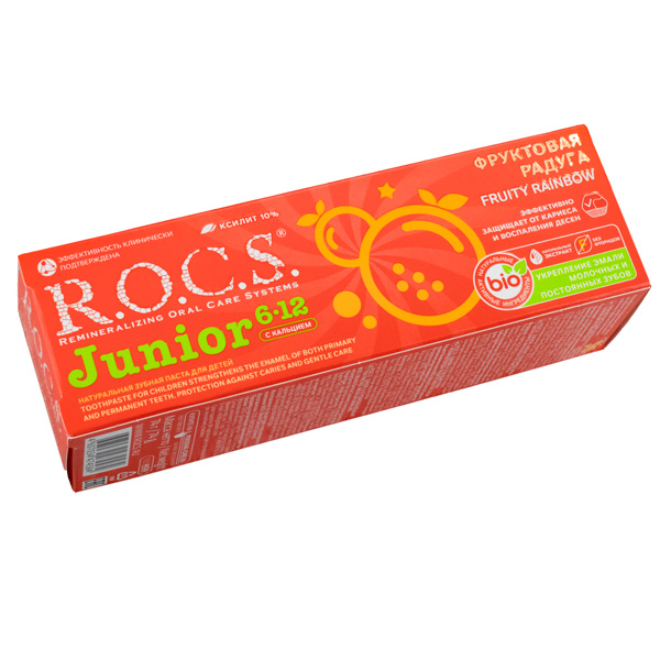 Зубная паста дет. 74гр. ROCS JUNIOR ФРУКТОВАЯ РАДУГА 6-12 ЛЕТ*18