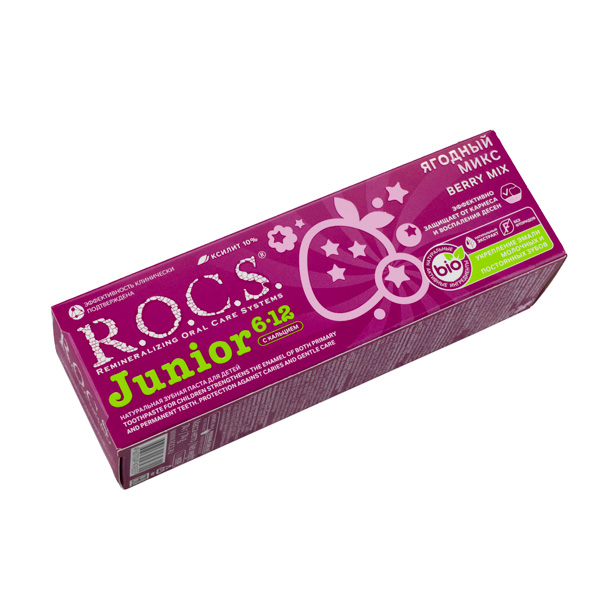 Зубная паста дет. 74гр. ROCS JUNIOR ЯГОДНЫЙ МИКС 6+ ЛЕТ *18