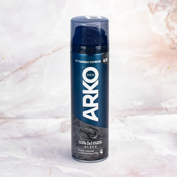 Гель для бритья и умывания 200мл. ARKO 2В1 BLACK С УГЛЕМ*24
