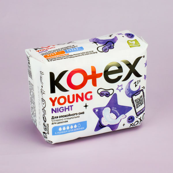 Прокладки 6 шт. KOTEX ЯНГ ДЛЯ ДЕВОЧЕК НОЧНЫЕ*10