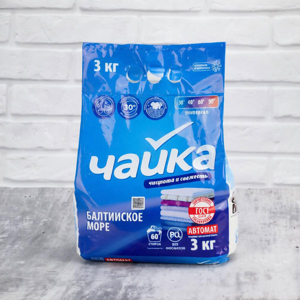 Порошок стиральный 3 кг. ЧАЙКА АВТ УНИВЕРСАЛЬНЫЙ БАЛТИЙСКОЕ МОРЕ *5