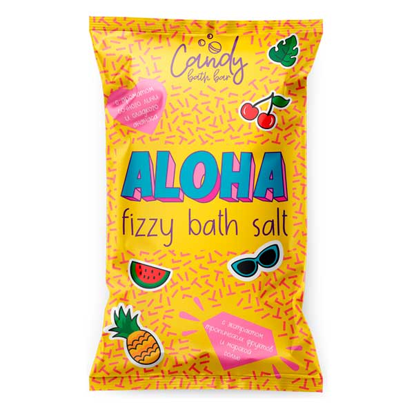 Шипучая соль для ванн 100г "Candy bath bar" Aloha