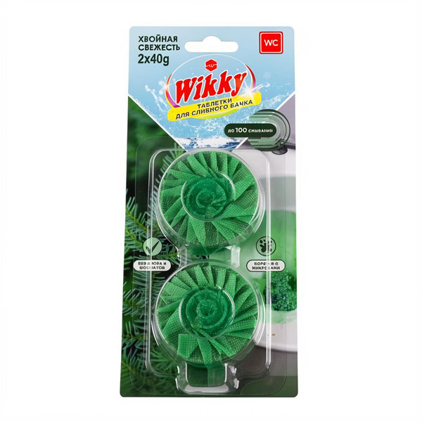 Таблетки для сливного бачка Wikky 2 шт "Хвойная свежесть" 
