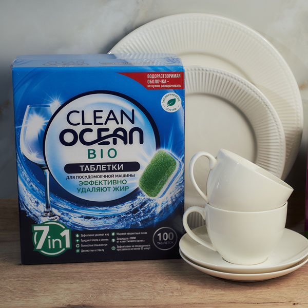 Таблетки для ПММ 1,8кг OCEAN CLEAN bio 100 шт (водораств.пленка)