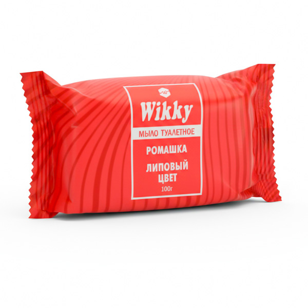 Мыло 100г флоупак Ромашка и липовый цвет Wikky *72