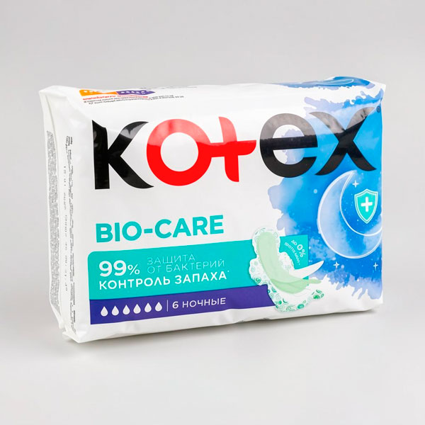 Прокладки 6 шт. KOTEX BIO-CARE НОЧНЫЕ *10