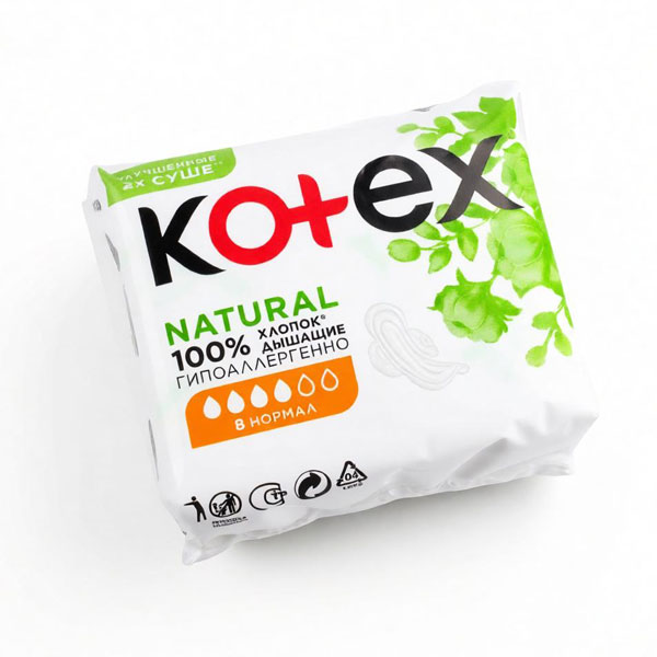 Прокладки 8 шт. KOTEX NATURAL НОРМАЛ *10
