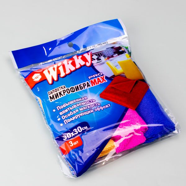 Салфетка из микрофибры универсальная "Wikky" (30х30) 3шт