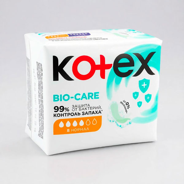Прокладки 8 шт. KOTEX BIO-CARE НОРМАЛ *10