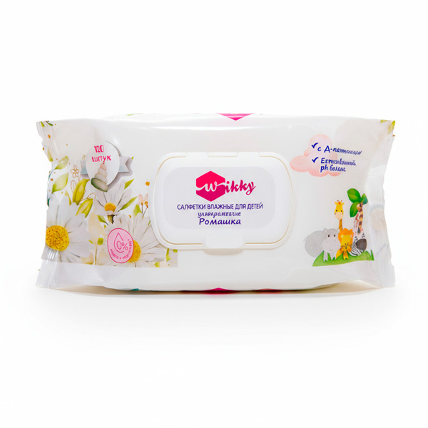 Салф. влажные Wikky  "Детские" *120 ультрамягкие с Ромашкой /12