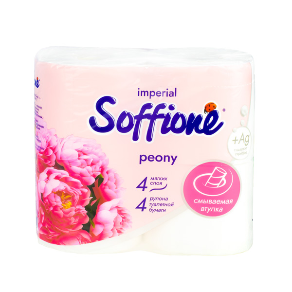 Туалетная бумага 4сл 4рул PEONY Soffione