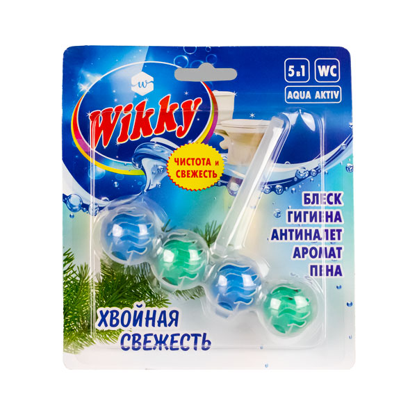Подвесной блок для унитаза Wikky 4 шарика "Хвойная свежесть"