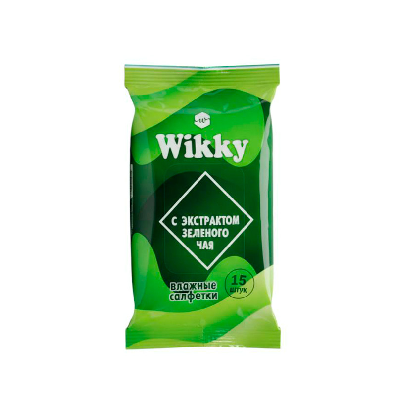 Салфетки влажные Wikky *15 "С экстрактом зелёного чая"/135