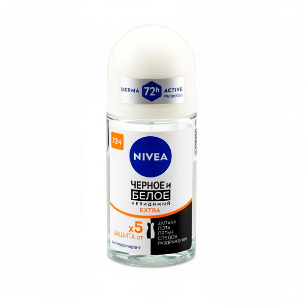 Антиперспирант жен рол. 50мл. NIVEA ЧЕРНОЕ/БЕЛОЕ НЕВИДИМЫЙ EXTRA *6