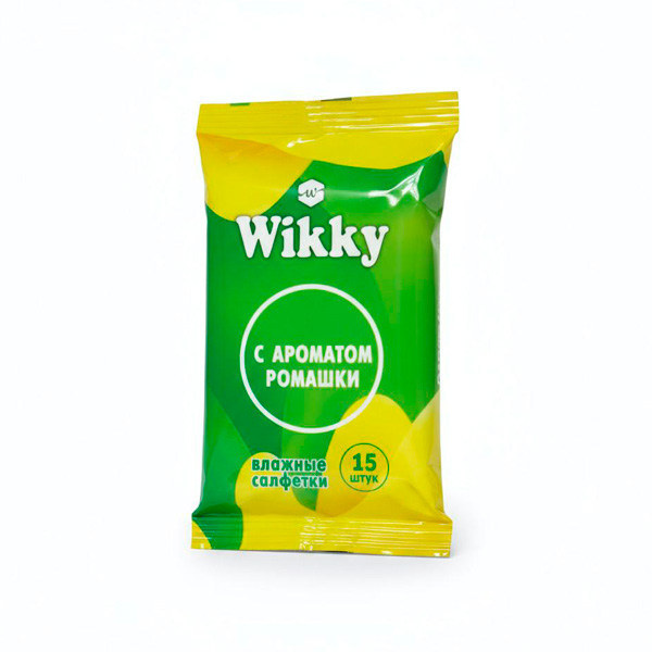 Салфетки влажные Wikky *15 "С ароматом Ромашки"/135