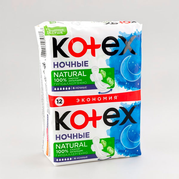 Прокладки 12 шт. KOTEX NATURAL НОЧНЫЕ *6