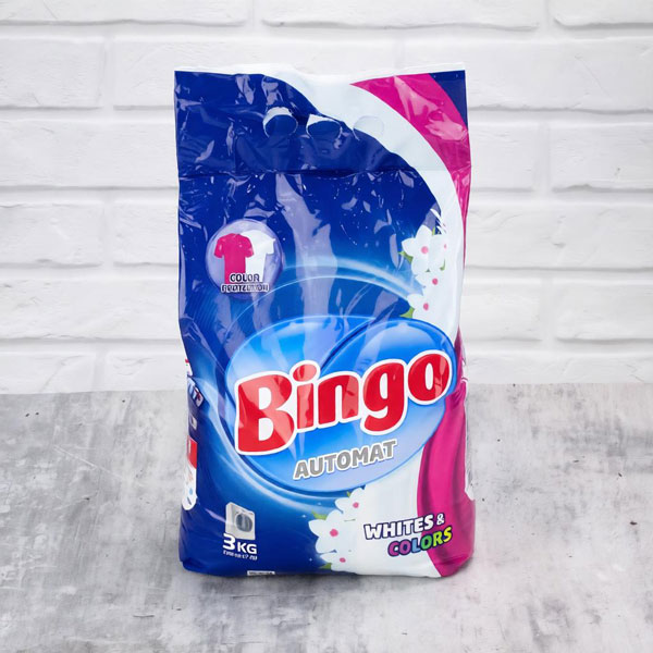 Порошок 3 кг BINGO ECO WHITE&COLORS *6