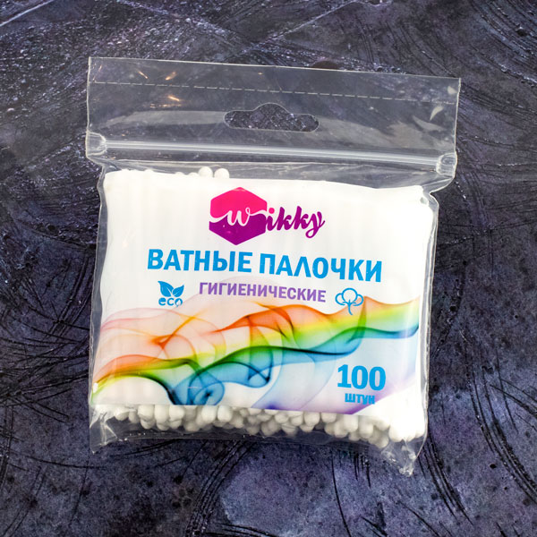 Ватные палочки полиэтилен 100 шт Wikky 