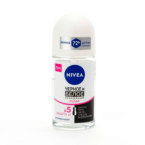 Антиперспирант жен рол. 50мл. NIVEA НЕВИДИМАЯ ЗАЩИТА Д/ЧЕРНОГО И БЕЛОГО CLEAR *6