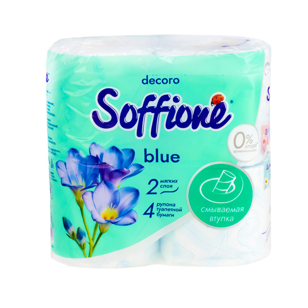 Туалетная бумага 2сл 4рул BLUE Soffione Decoro