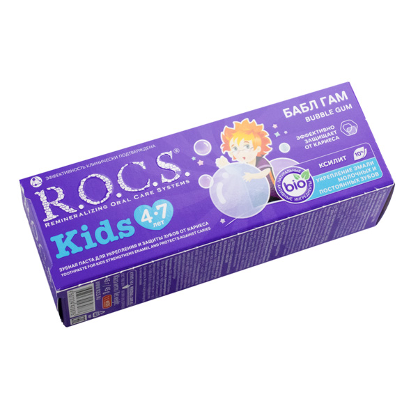 Зубная паста дет. 45гр. ROCS  БАБЛ ГАМ 4-7 ЛЕТ *18