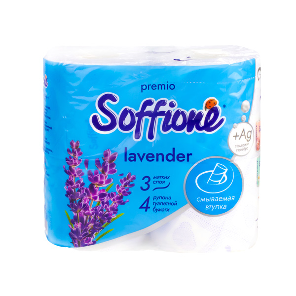 Туалетная бумага 3сл 4рул LAVENDER Soffione Premio