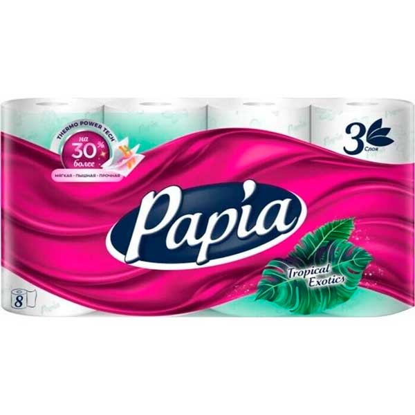Т/Бумага PAPIA Тропическая экзотика  3сл/8рул/7бл. в уп