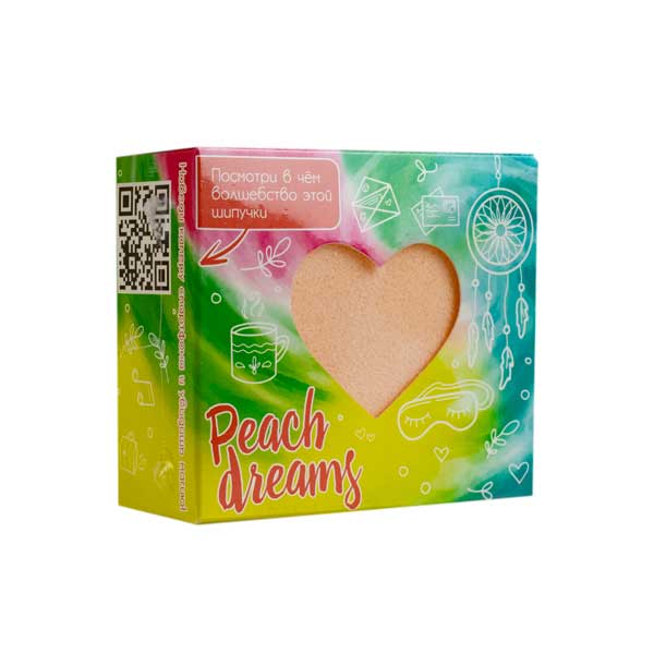 Шипучая соль для ванн 130г Плавающее сердце "Peach dreams"