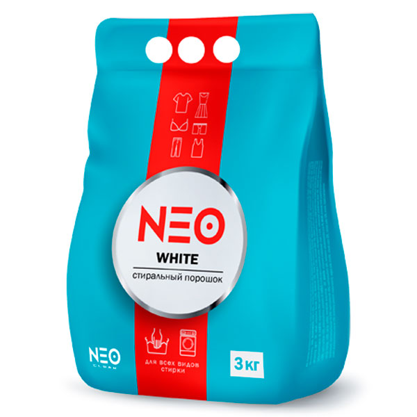 Стиральный порошок универсал Neo White 3 кг пакет пленка/6