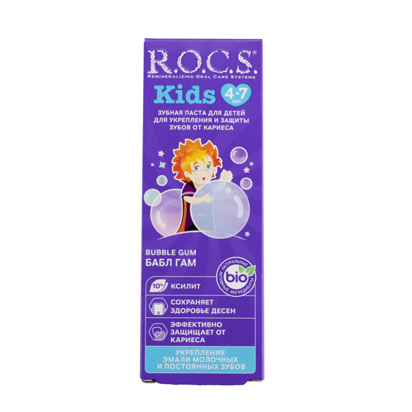 Зубная паста дет. 45гр. ROCS  БАБЛ ГАМ 4-7 ЛЕТ *18