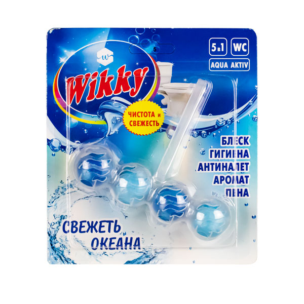 Подвесной блок для унитаза Wikky 4 шарика "Свежесть океана"
